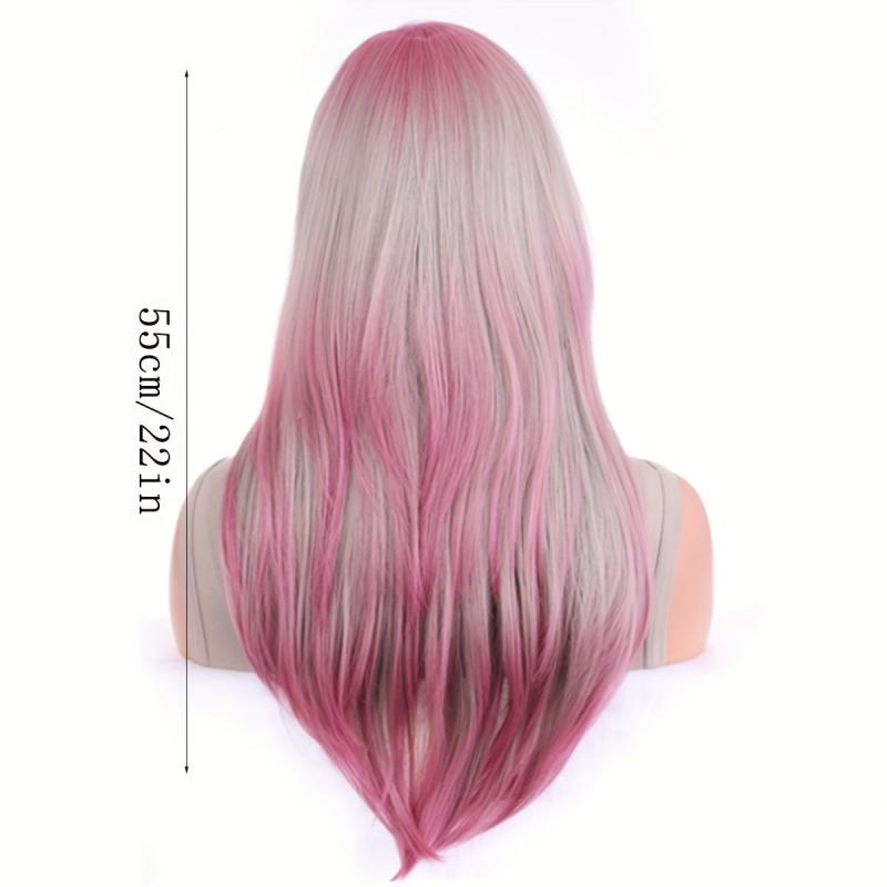 Ombre Long Curly Synthetic Wig With Bangs Heat Resistant Fashionable