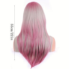 Ombre Long Curly Synthetic Wig With Bangs Heat Resistant Fashionable