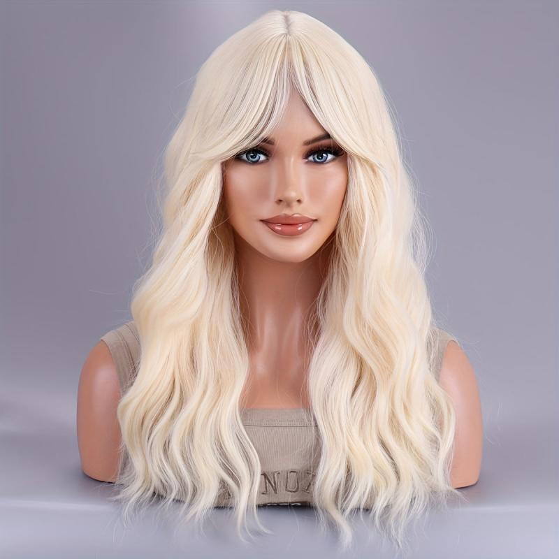 Ombre Long Curly Synthetic Wig With Bangs Heat Resistant Fashionable