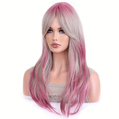 Ombre Long Curly Synthetic Wig With Bangs Heat Resistant Fashionable