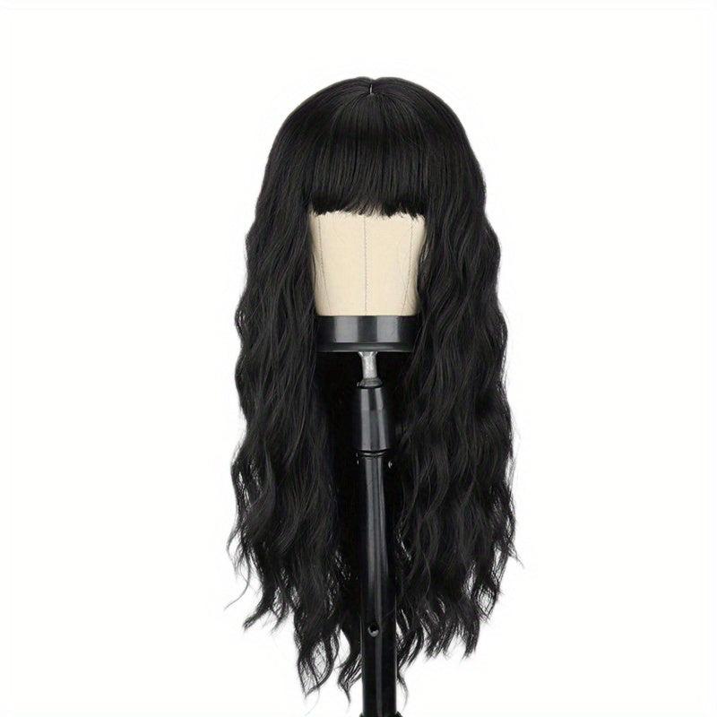 Long Curly Synthetic Wig With Bangs Heat Resistant