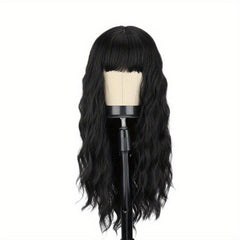 Long Curly Synthetic Wig With Bangs Heat Resistant