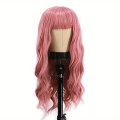 Long Curly Synthetic Wig With Bangs Heat Resistant