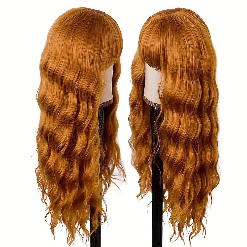 Long Curly Synthetic Wig With Bangs Heat Resistant