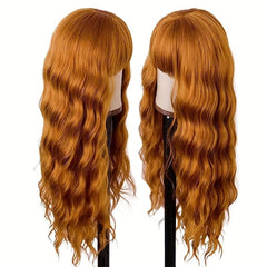 Long Curly Synthetic Wig With Bangs Heat Resistant