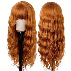 Long Curly Synthetic Wig With Bangs Heat Resistant