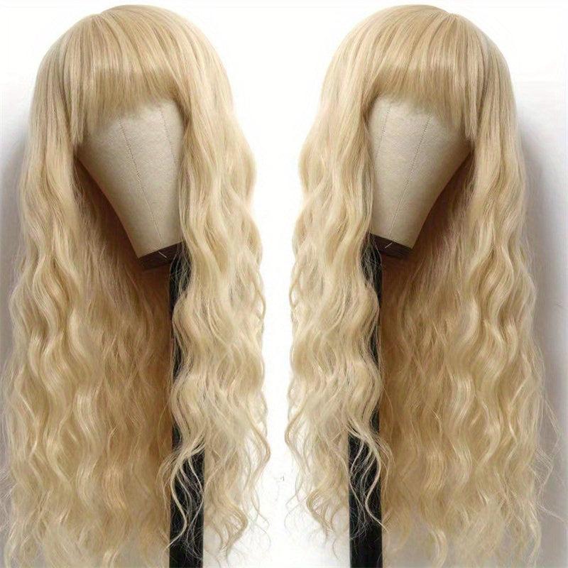 Long Curly Synthetic Wig With Bangs Heat Resistant