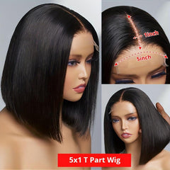 Brazilian Human Hair Wig 5x1 T Part Lace Front Bone Straight Wig