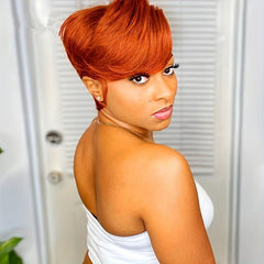 Short Straight Bob Wigs T Part Lace Front Human Hair Pixie Cut Wig
