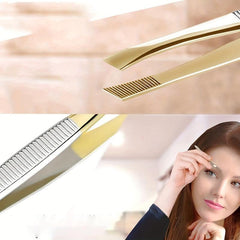 Golden Striped Eyebrow Clip Hair Beauty Stainless Steel Eye Brow Clips