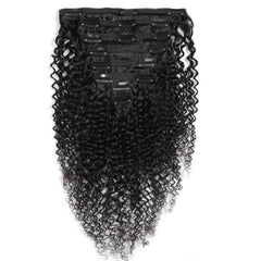 Kinky Curly Clip Human Hair Extensions Natural 10 24inch