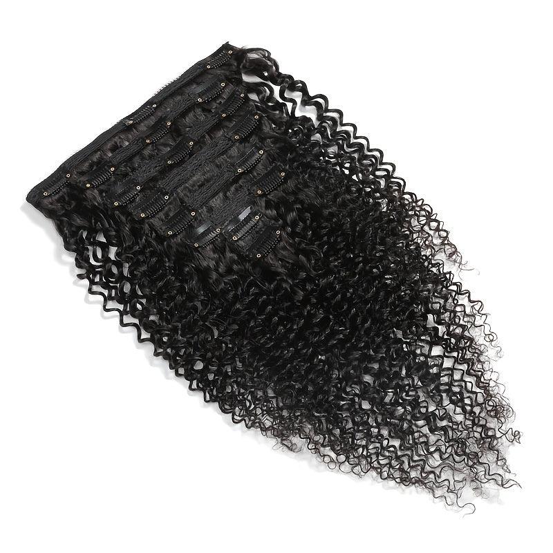Kinky Curly Clip Human Hair Extensions Natural 10 24inch