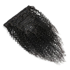 Kinky Curly Clip Human Hair Extensions Natural 10 24inch