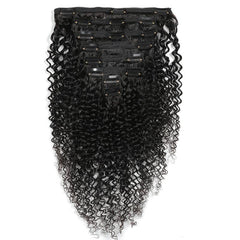 Kinky Curly Clip Human Hair Extensions Natural 10 24inch