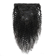Kinky Curly Clip Human Hair Extensions Natural 10 24inch