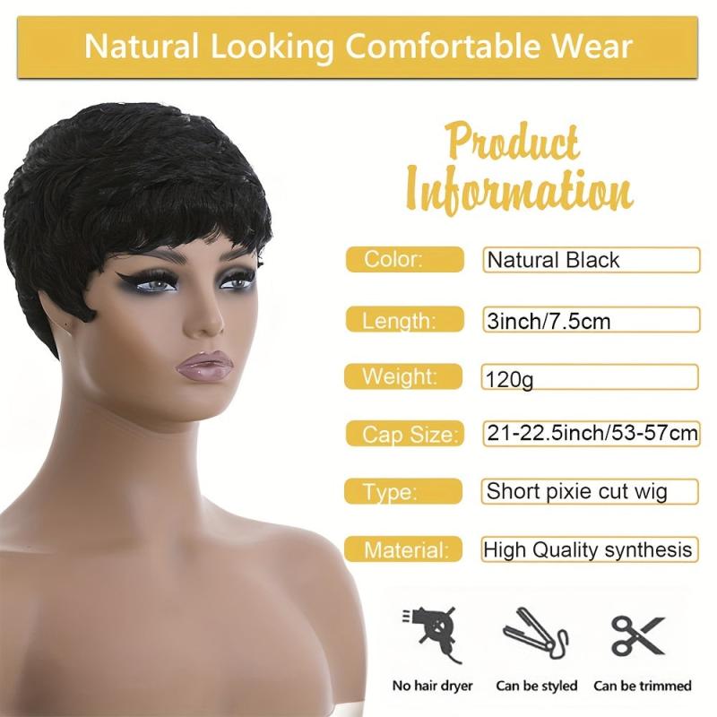 Short Pixie Cut Wigs For Women Natural Wavy Layered Short Wigs