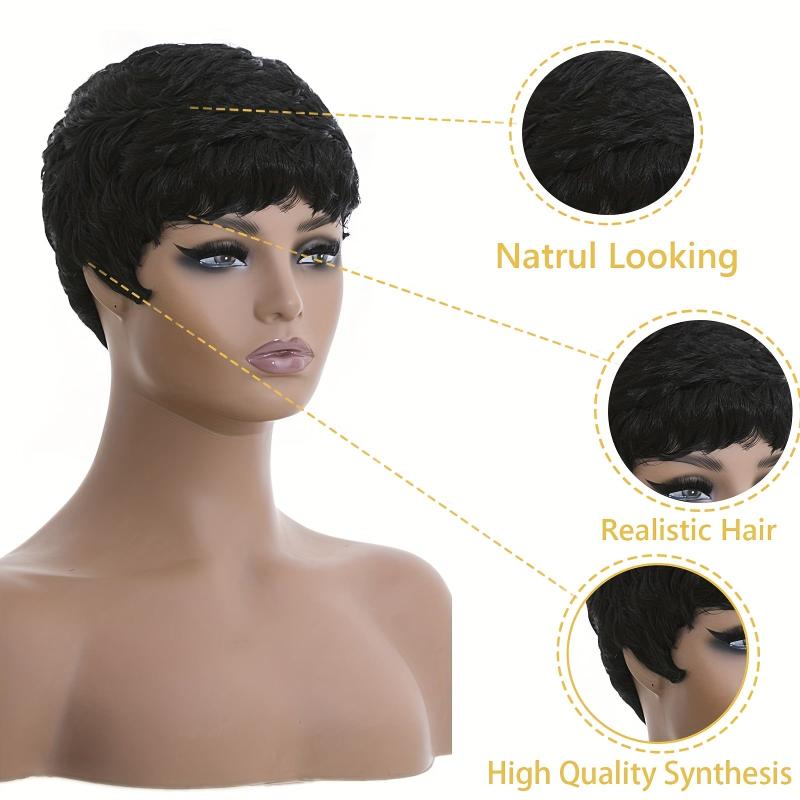 Short Pixie Cut Wigs For Women Natural Wavy Layered Short Wigs