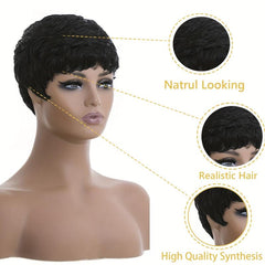 Short Pixie Cut Wigs For Women Natural Wavy Layered Short Wigs