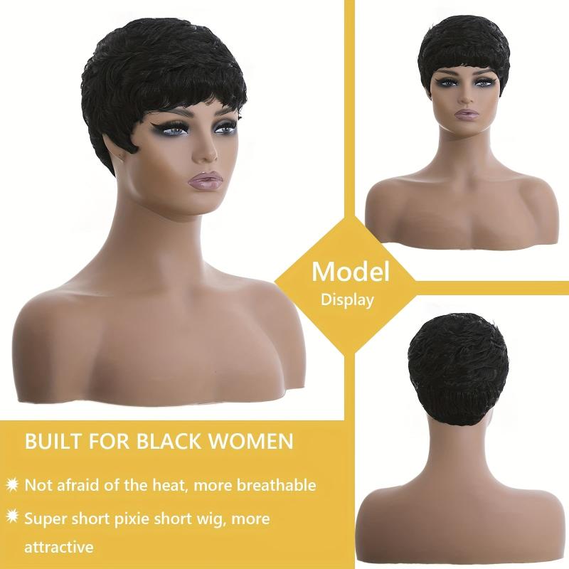Short Pixie Cut Wigs For Women Natural Wavy Layered Short Wigs