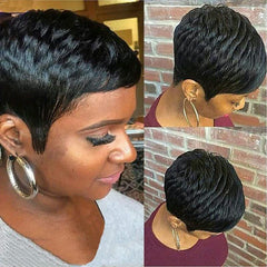 Short Pixie Cut Wigs For Women Natural Wavy Layered Short Wigs