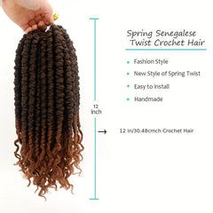 6pack 12Inch Ombre Crochet Spring Twist Hair Extensions