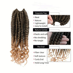6-Pack Ombre Spring Twist Crochet Hair Extensions - 12 Inch