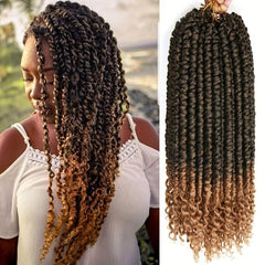 6-Pack Ombre Spring Twist Crochet Hair Extensions - 12 Inch