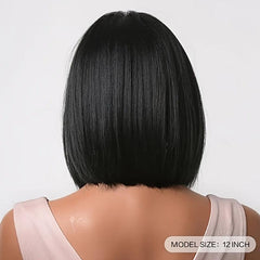 Natural Bob Wig Middle Part Straight Synthetic Hair for Women