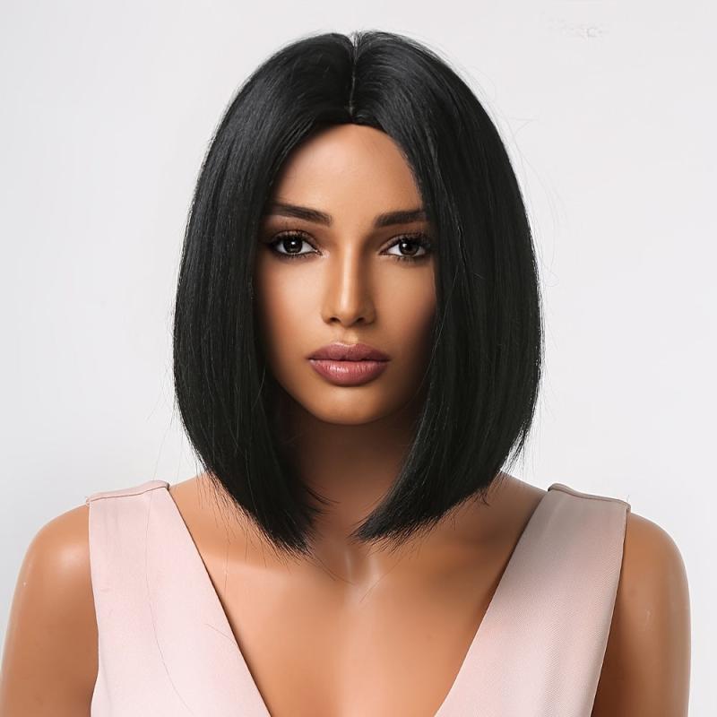 Natural Bob Wig Middle Part Straight Synthetic Hair for Women