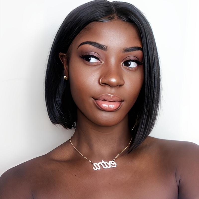 Natural Bob Wig Middle Part Straight Synthetic Hair for Women