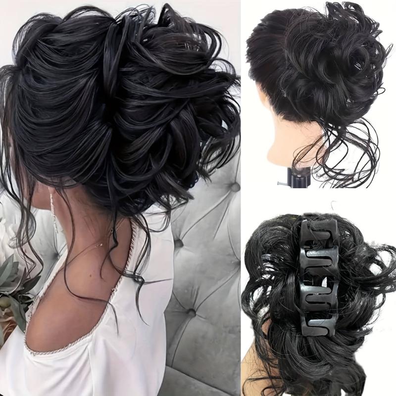 Messy Donut Hair Buns Updo Chignon Ponytail Extensions