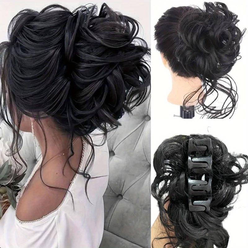 Messy Donut Hair Buns Updo Chignon Ponytail Extensions