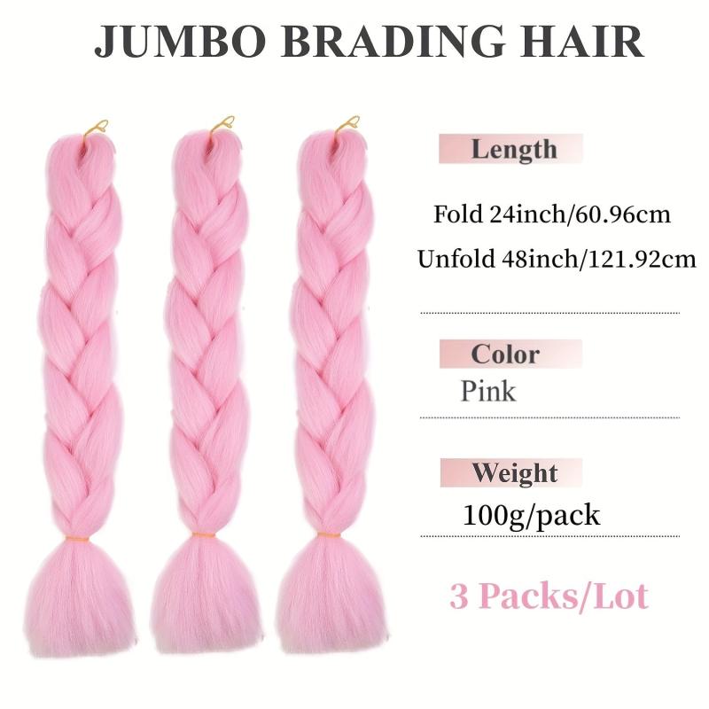3 Packs 60 96 Cm Jumbo Braiding Hair Extensions Pink