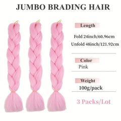 3 Packs 60 96 Cm Jumbo Braiding Hair Extensions Pink