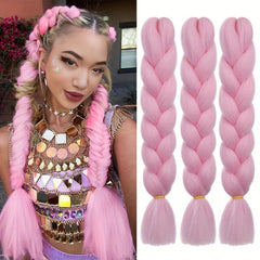 3 Packs 60 96 Cm Jumbo Braiding Hair Extensions Pink