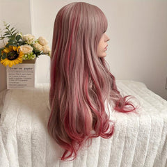 Long Wavy Synthetic Wig For Women with Bangs