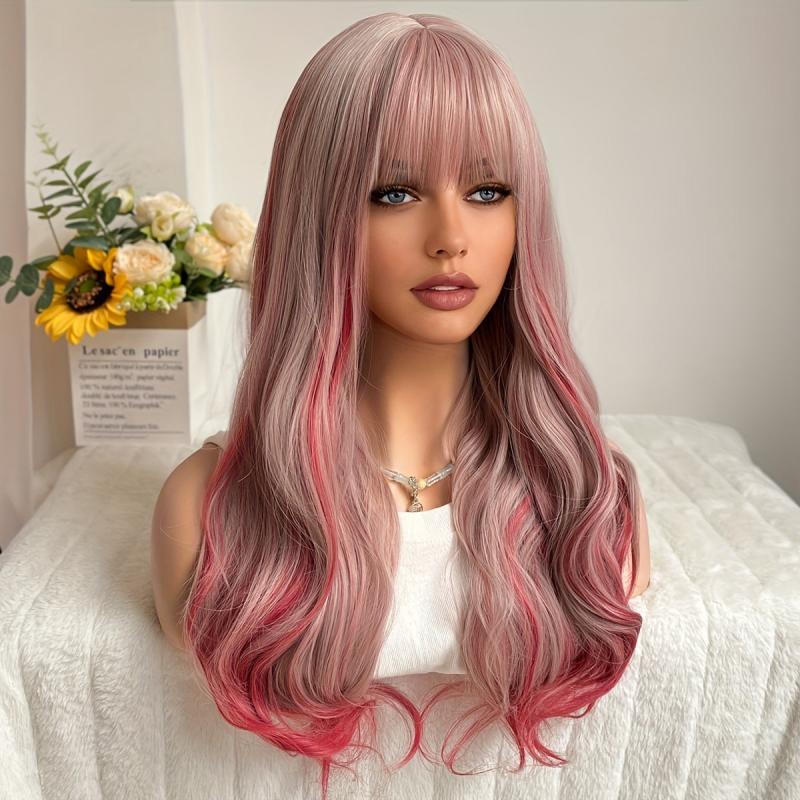 Long Wavy Synthetic Wig For Women with Bangs