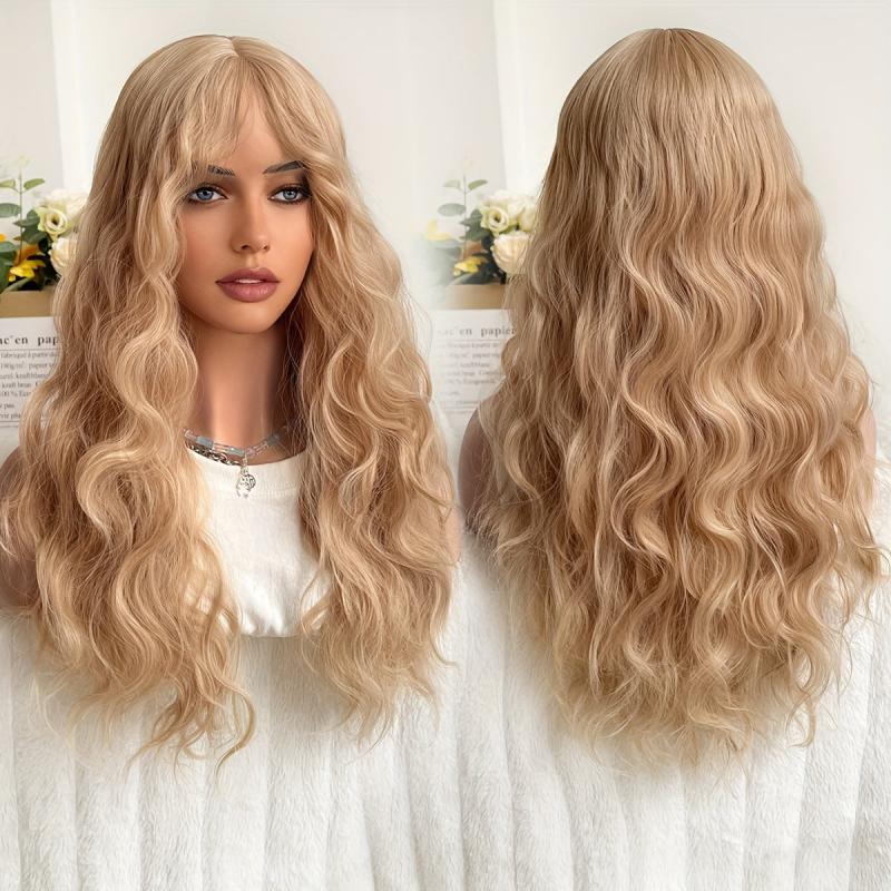Long Wavy Synthetic Wig For Women with Bangs