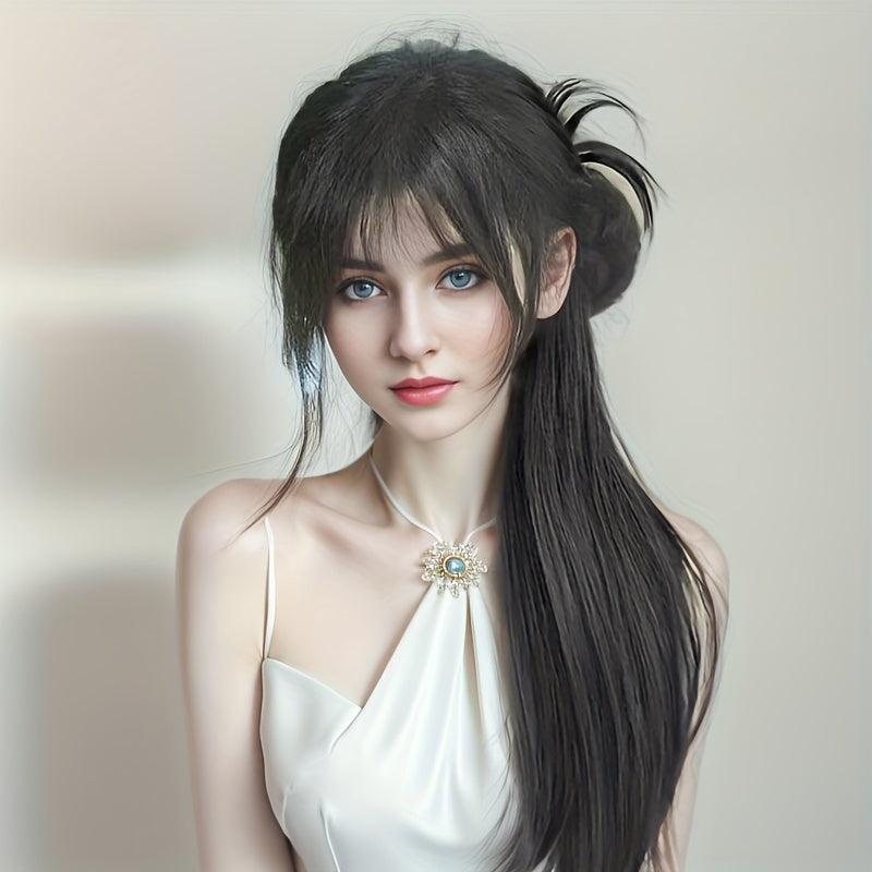 Synthetic Claw Ponytail Hanfu Hair Bun Long Straight Ponytail Extensions