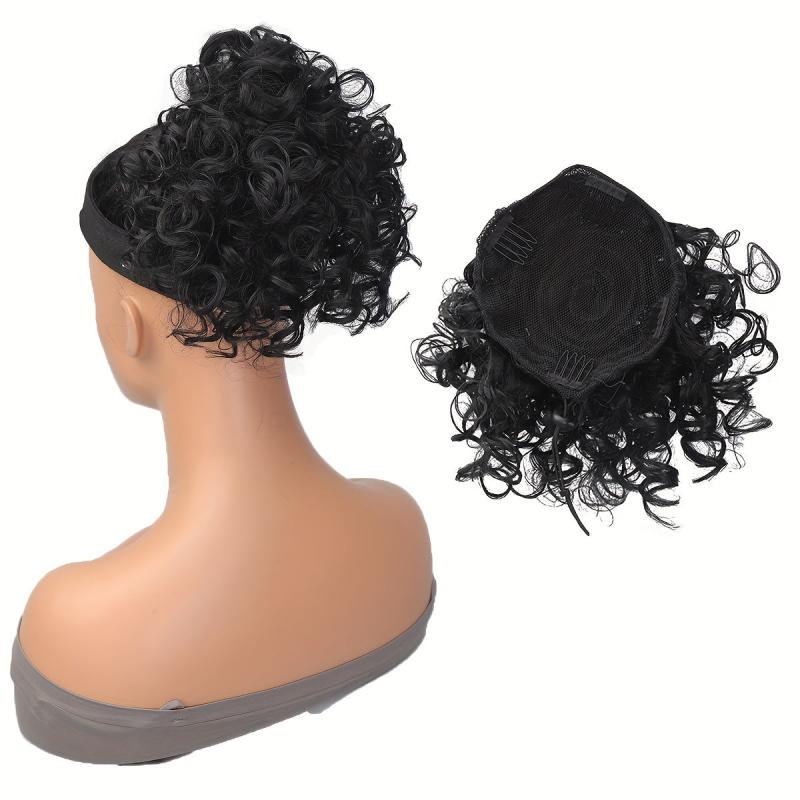 Messy Hair Bun Drawstring Loose Wave Curly Bun Short Ponytail for Women
