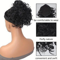 Messy Hair Bun Drawstring Loose Wave Curly Bun Short Ponytail for Women