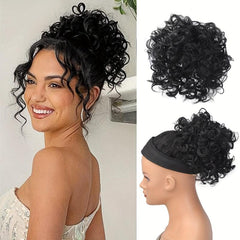 Messy Hair Bun Drawstring Loose Wave Curly Bun Short Ponytail for Women