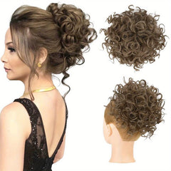 Messy Hair Bun Drawstring Loose Wave Curly Bun Short Ponytail for Women