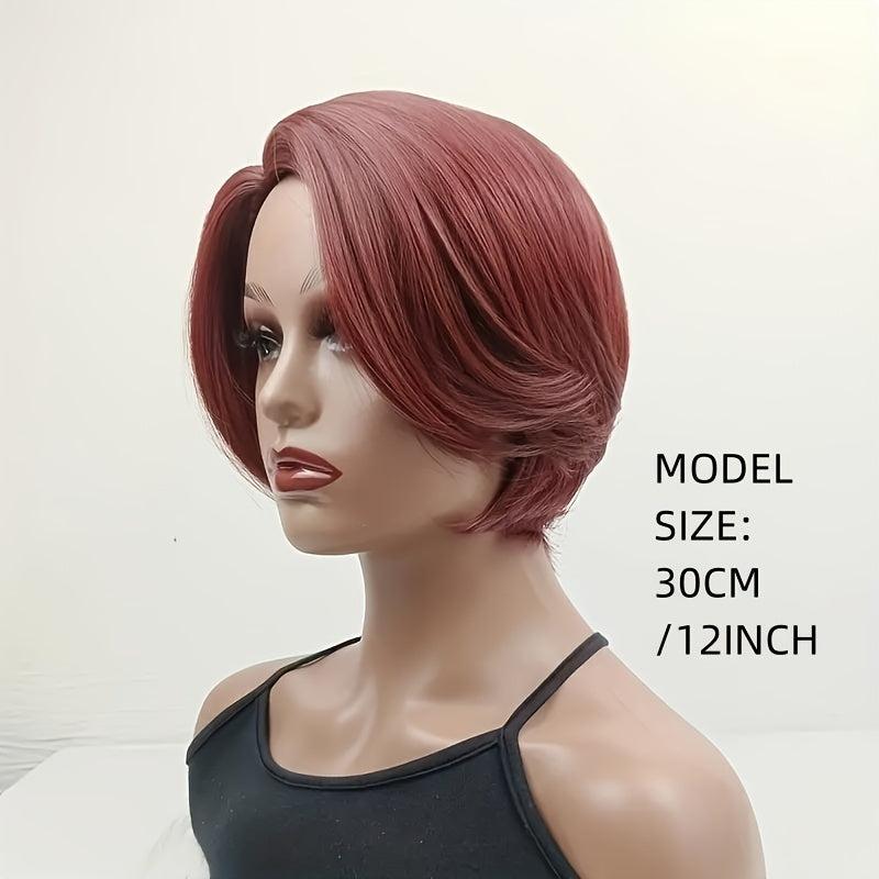 Short Burgundy Wig 30-48 cm Wavy Bob for Women Synthetic Hair