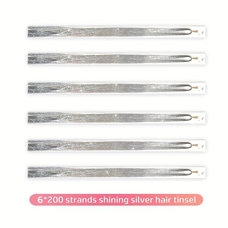 6pc Hair Tinsel Kit Long Straight Synthetic Hair Extension