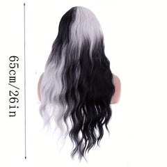Long Curly Synthetic Wig Halloween Cosplay Party Two Tone Wig Gemini Hair Wig