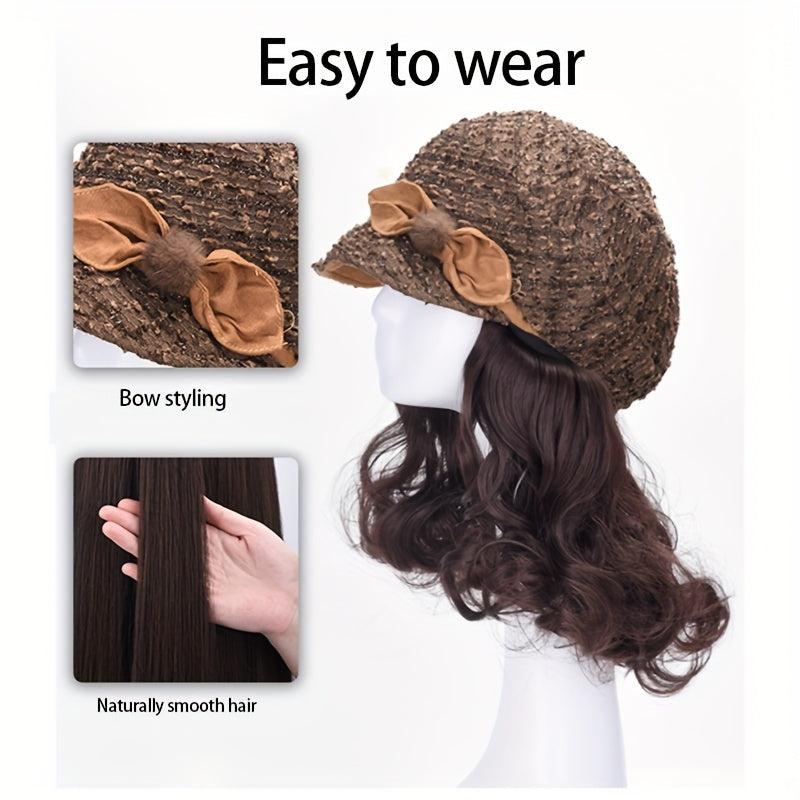Short Curly Synthetic Hat Wig for Women Autumn Winter Warm 15 24 cm