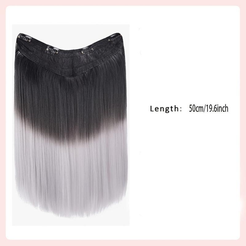 Clip In Hair Extensions 50 8 Cm Synthetic Clip Hair Piece V-shaped Gradient Wig