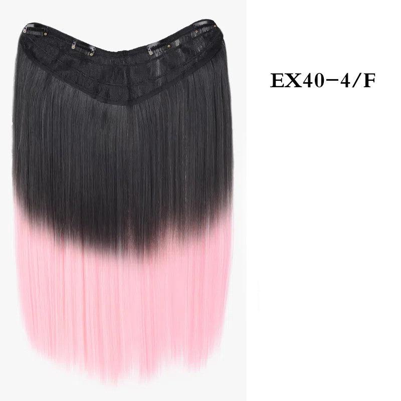 Clip In Hair Extensions 50 8 Cm Synthetic Clip Hair Piece V-shaped Gradient Wig