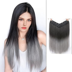Clip In Hair Extensions 50 8 Cm Synthetic Clip Hair Piece V-shaped Gradient Wig